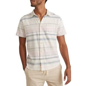 Marine Layer Stretch Selvedge Short Sleeve Button-Up Shirt Striped Men XL Casual